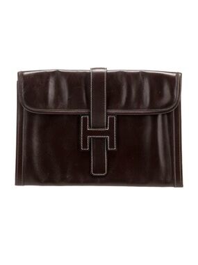 Auth Vtg Hermes Box Jige 29 Clutch Handbag Purse Minimalist Luxury Classic Gift